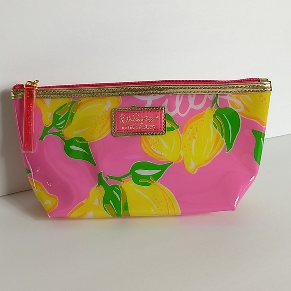 Lilly Pulitzer Estee Lauder Pink Lemons Makeup Bag